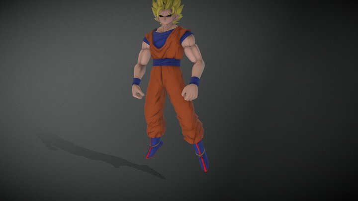 SON GOKU SSJ2 ANIMATED 3D Model
