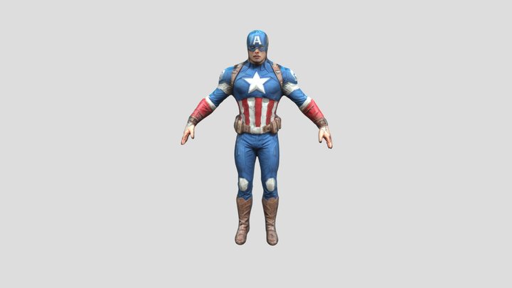 Realistic Captain America - Not Animated 3D Model