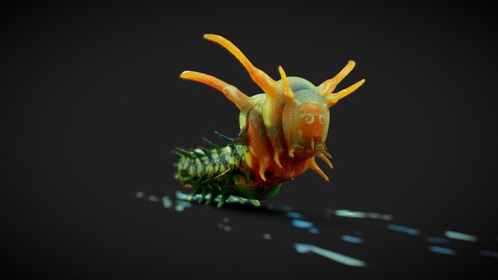 Horned Devil Caterpillar Alternative Style 3D Model