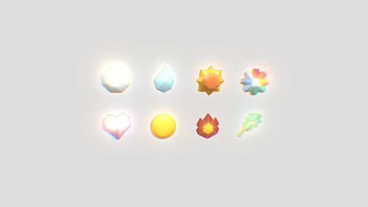 Glowing Pokemon badges 3D Model
