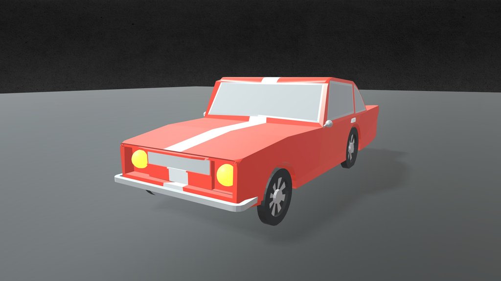 Low Poly Stylized Retro Red Car