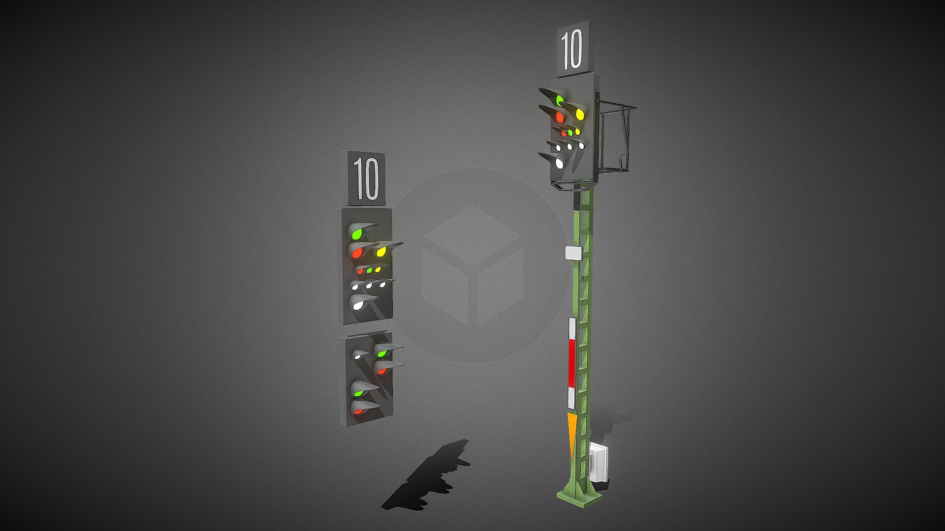 3D model Modular KS Railway Signals (WIP-1) - This is a 3D model of the Modular KS Railway Signals (WIP-1). The 3D model is about a plane flying over a tower.