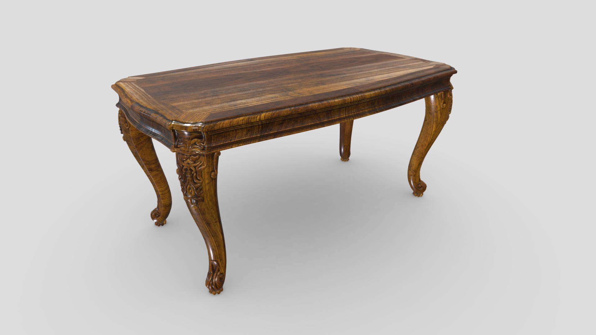 3D model Antique Chair 06 - This is a 3D model of the Antique Chair 06. The 3D model is about a wooden table with legs.
