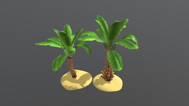 banana trees cartoon style 3D Model