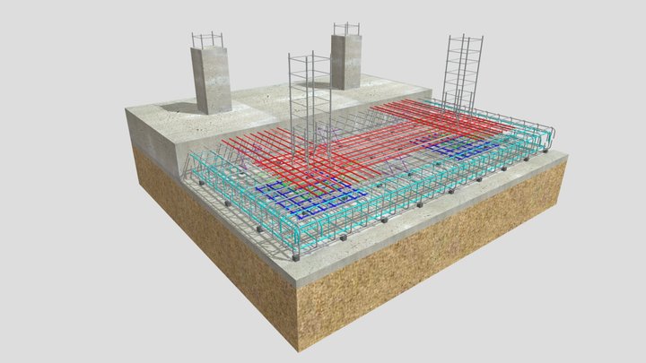 Losa de cimentación 3D Model