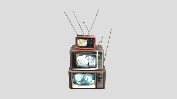 Artistic Installation | Vintage TVs Stacked 3D Model