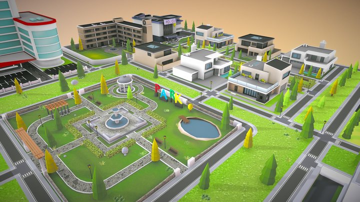 Isometric Buildings  Game Assets 3D Model