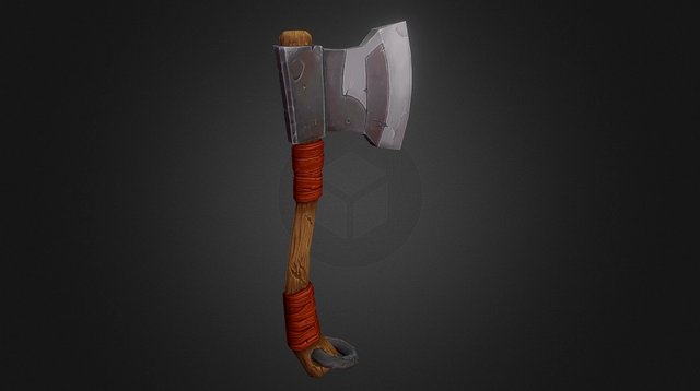 Handpainted Woodcutting Axe 3D Model