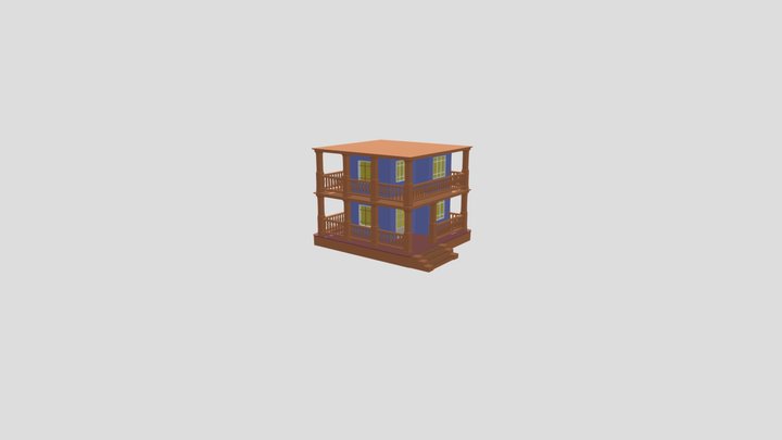 Low Poly Two-Story House