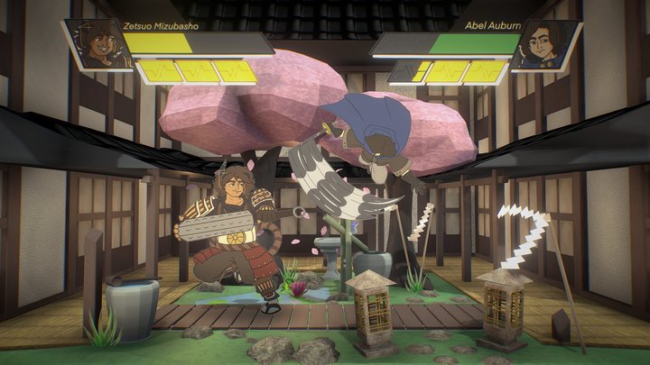 Mizubasho Courtyard (2D Fighter Stage Concept) 3D Model