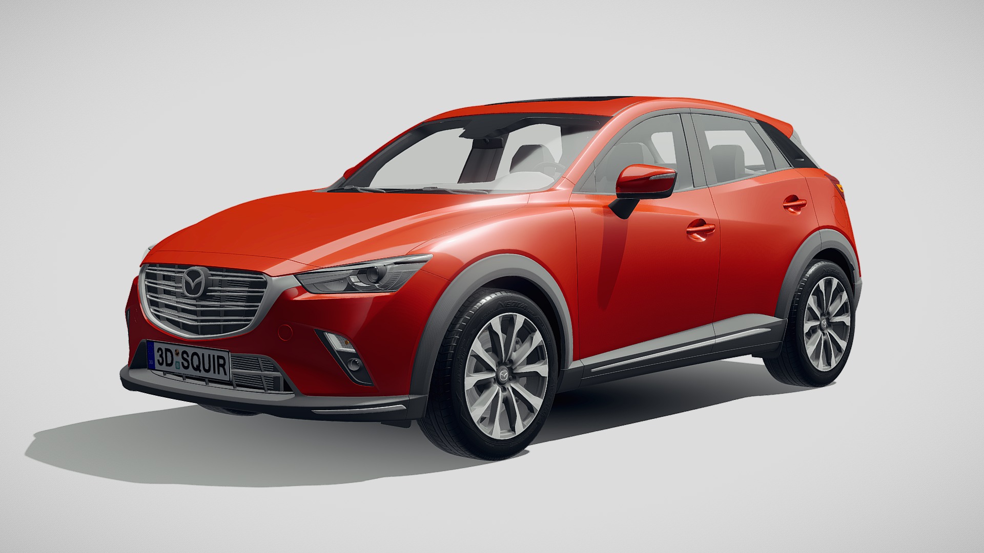 3D model Mazda CX-3 2019 - This is a 3D model of the Mazda CX-3 2019. The 3D model is about a red car with a white background.