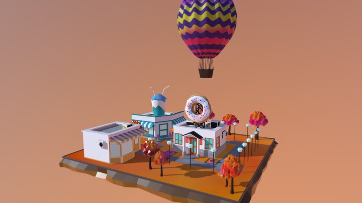 LowPoly City (Autumn) 3D Model