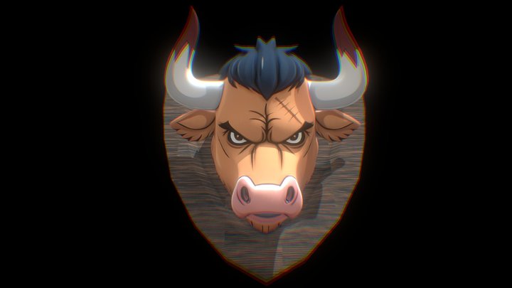 Stylized Angry Bull Hunting Trophy