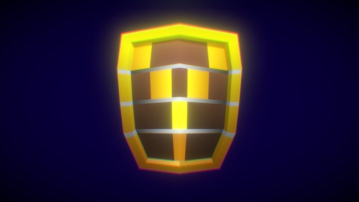 Low Poly Golden SHIELD. 3D Model