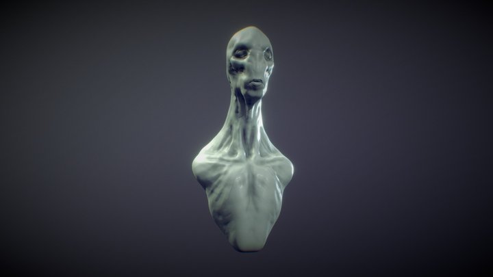 Alien Long Neck Bust 3D Model