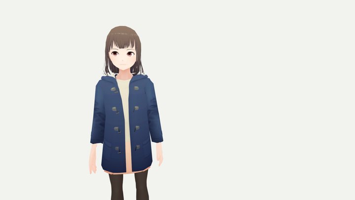 Girl with a blue coat 3D Model