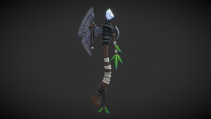 Fantasy Battle Axe 3D Model