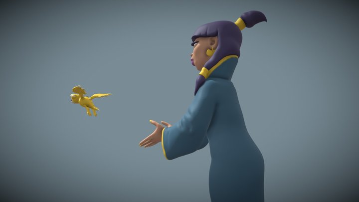 Girl and dragon 3D Model