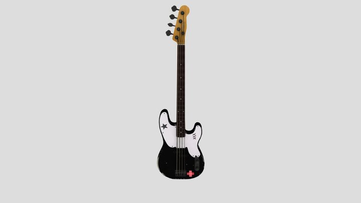Fender P Bass Black 3D Model