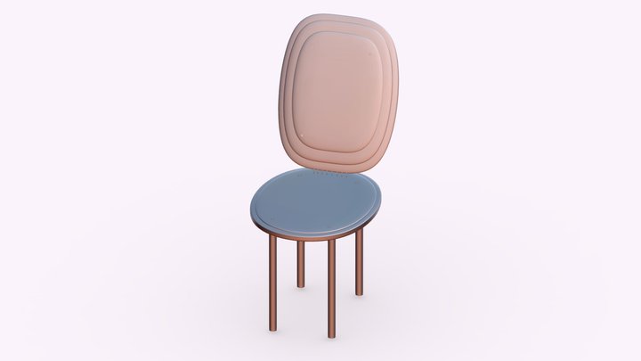 Cute Chair with pink chopper colour 3D Model