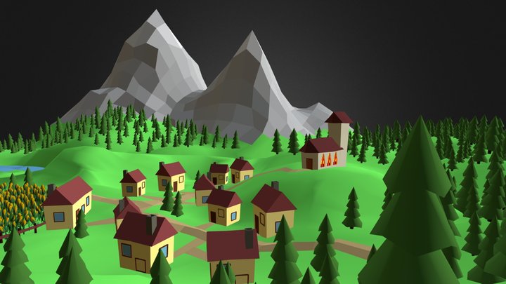 Low-Poly Landschaft 3D Model