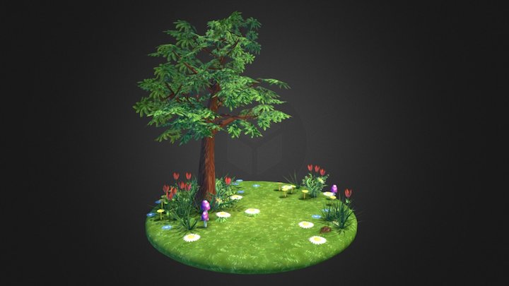 Forest Scene With Lighting 3D Model