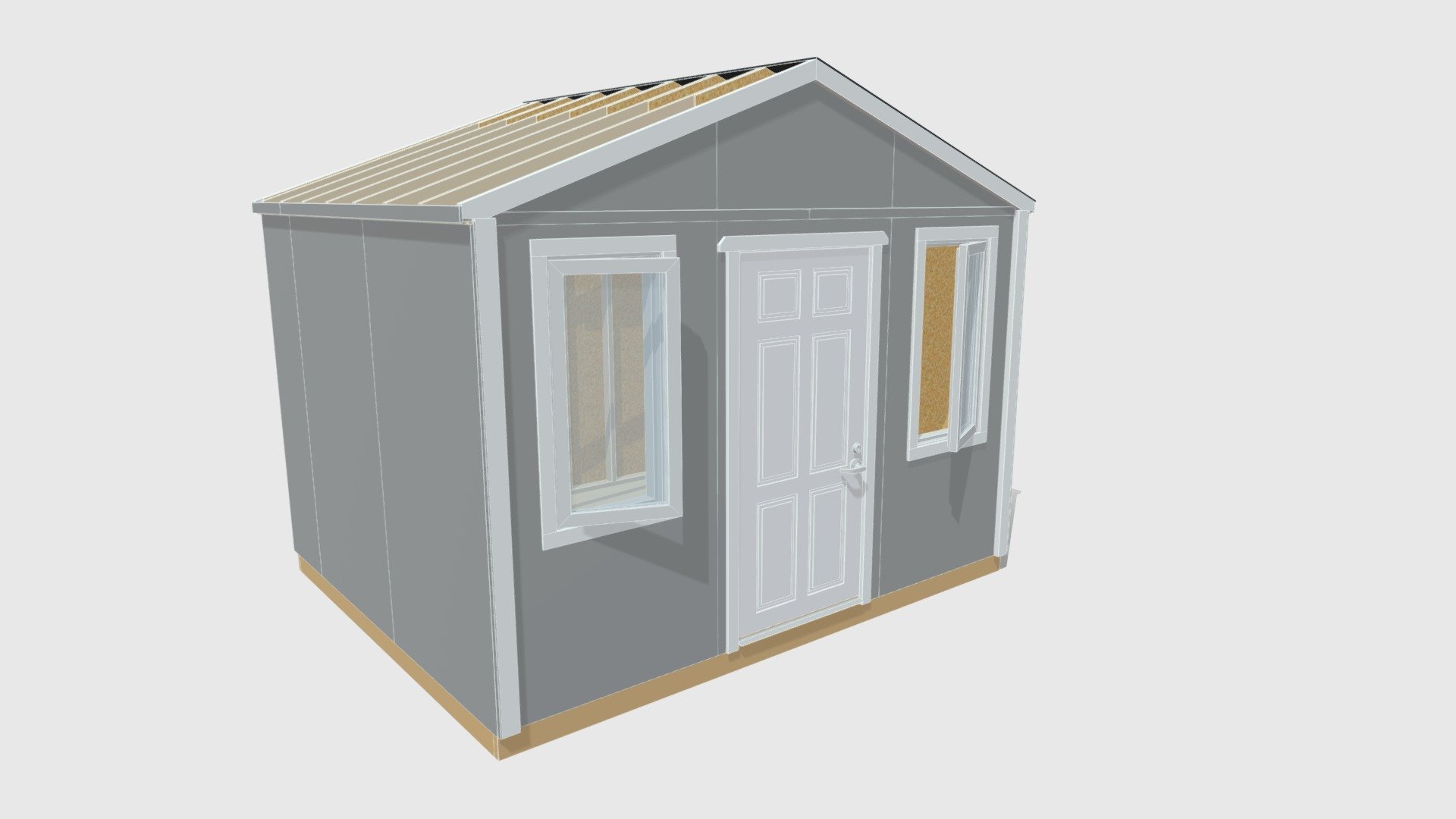 12'x10' Gable Shed, Metal Door, Casement Windows — Sketchfab embed 3D viewer