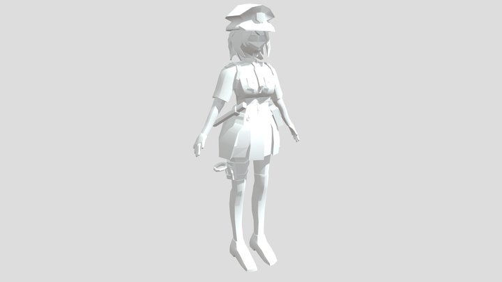 Low Poly Anime Police Woman 3D Model