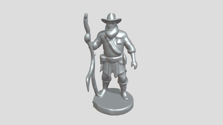 Wooden cowboy sculpture 3D Model