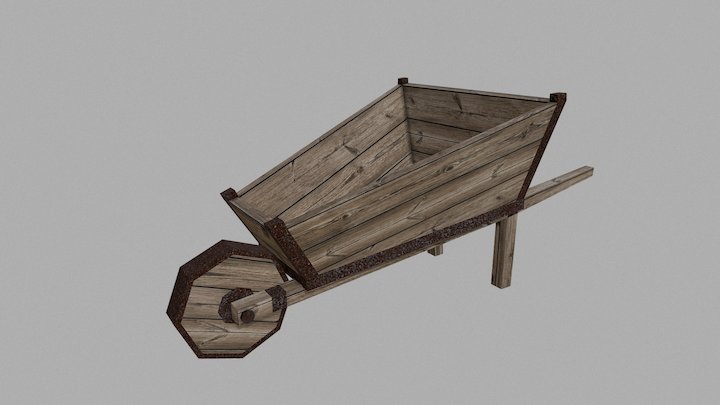 Low Poly Wheel Barrow 3D Model