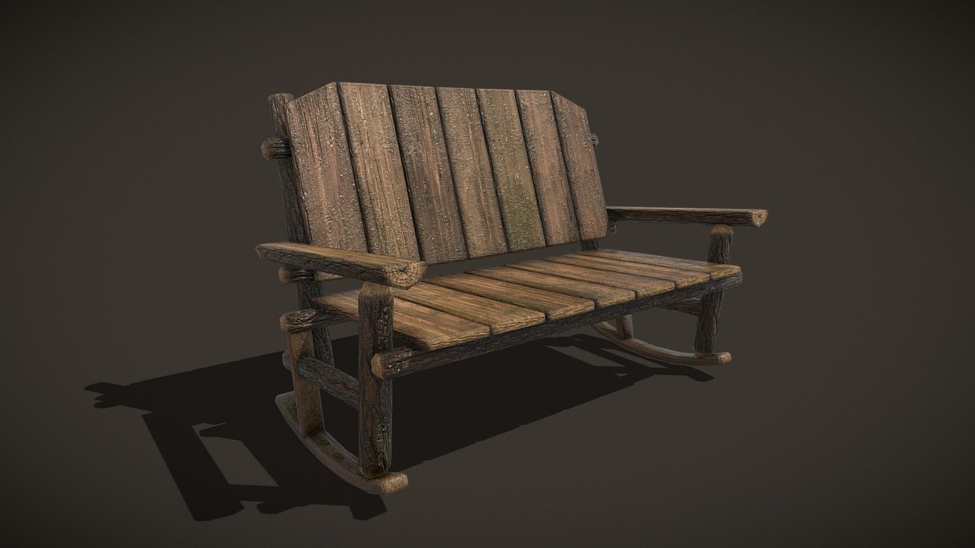 3D model Wooden Rocking Bench - This is a 3D model of the Wooden Rocking Bench. The 3D model is about a wooden chair on a white background.