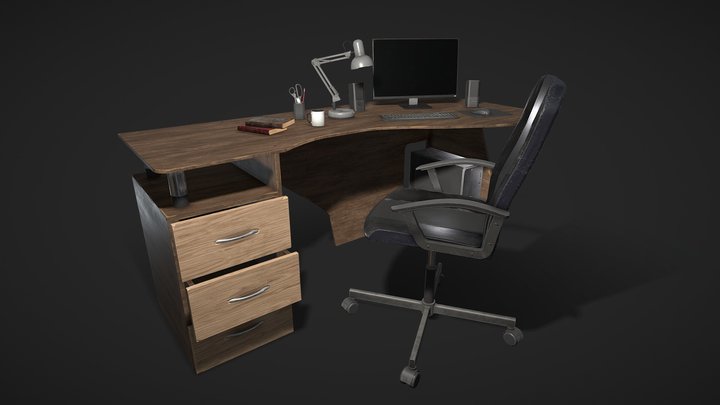 Computer Desk 3D Model