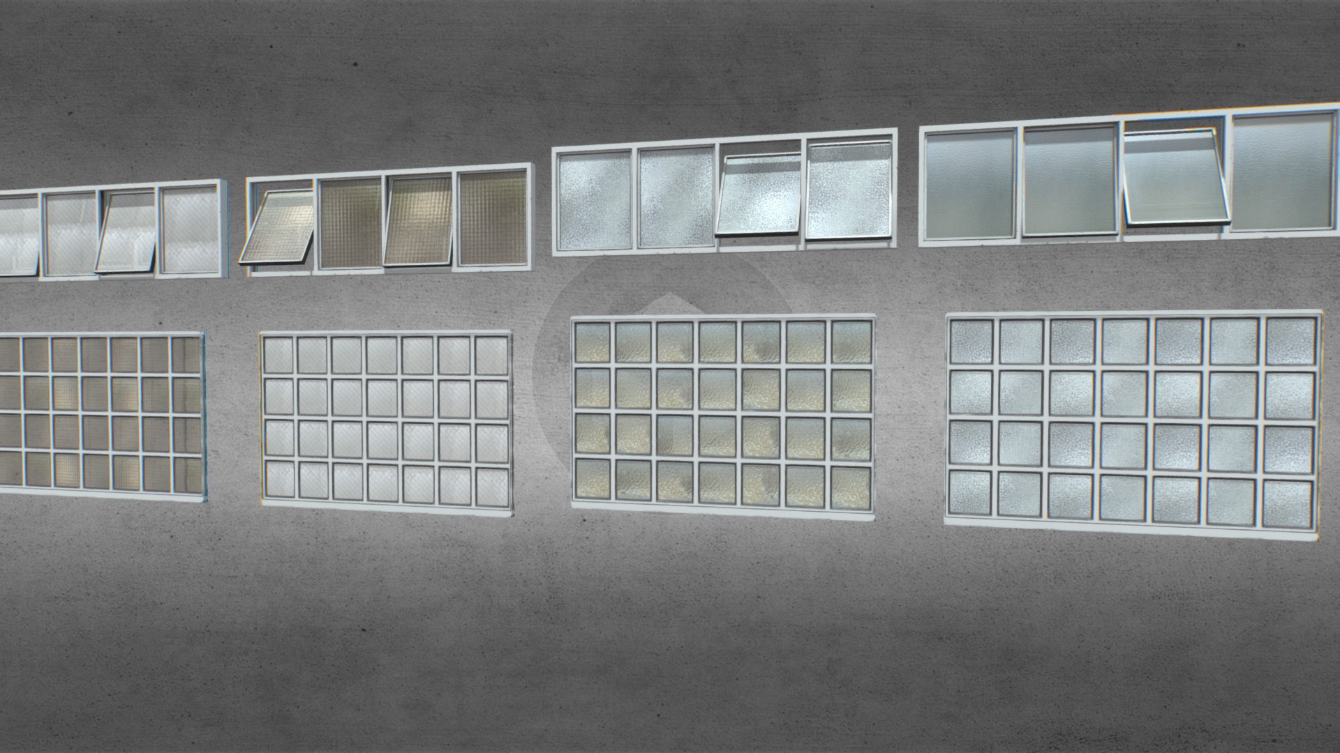 3D model Factory windows pack 1 - This is a 3D model of the Factory windows pack 1. The 3D model is about a building with windows.