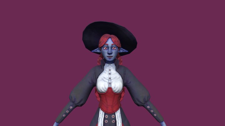 Low Poly Witch 3D Model