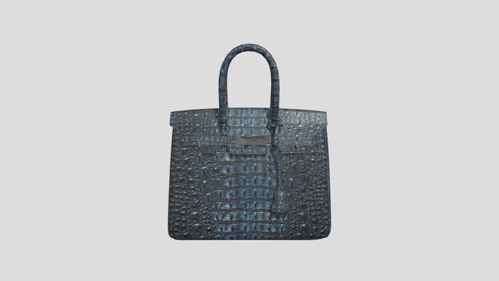 Hermes Crocodile Leather Bag Bleu Marine Navy 3D Model