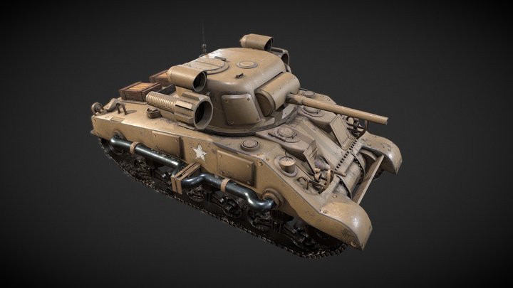 M4 Sherman Tank 75mm 3D Model