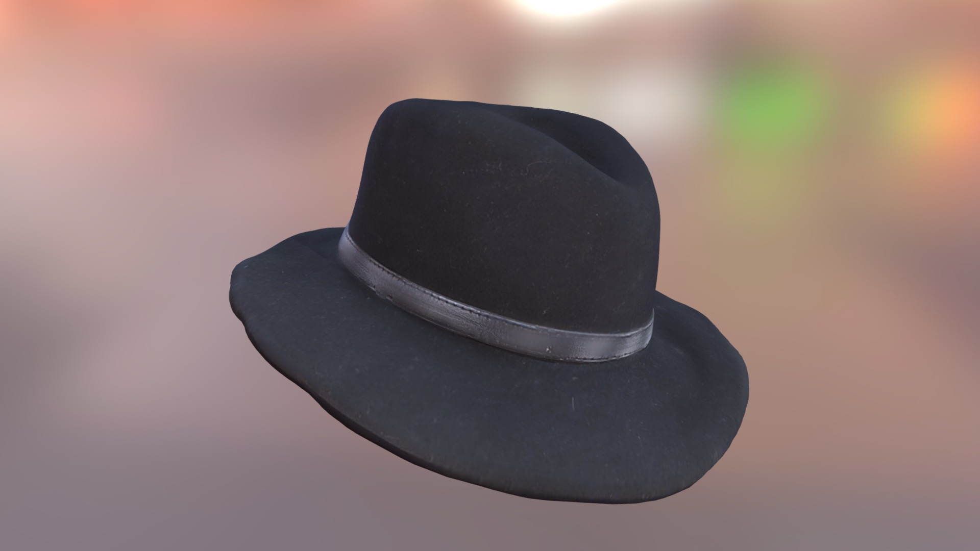 3D model Hat - This is a 3D model of the Hat. The 3D model is about a black hat on a table.