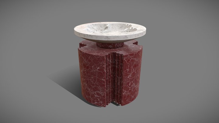 Krsni zdenac 2 crveno bijeli 3D Model