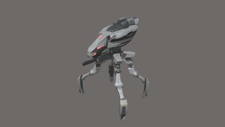 futuristic robotic machine armed turret 3D Model