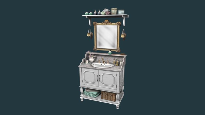 Bathroom Cabinet White 3D Model