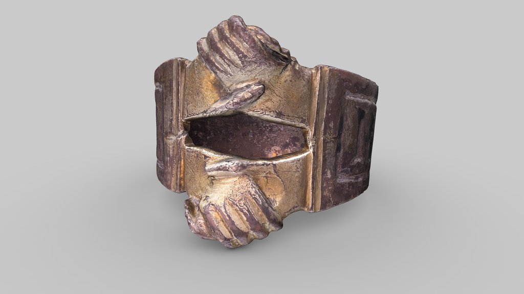 Ring with handshake motif