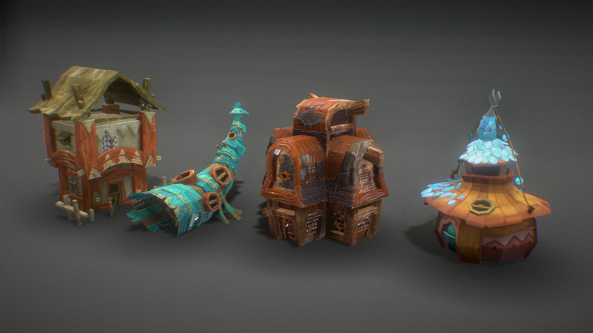 4 Houses Fantasy Village - Download Free 3D model by Kaloyan Boychev ...