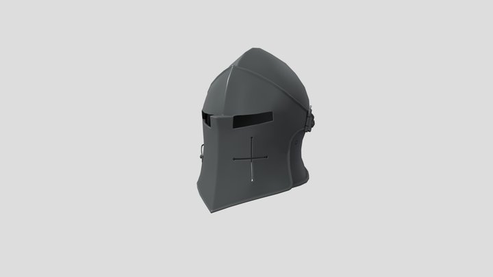 Medieval Helmet Baked 3D Model