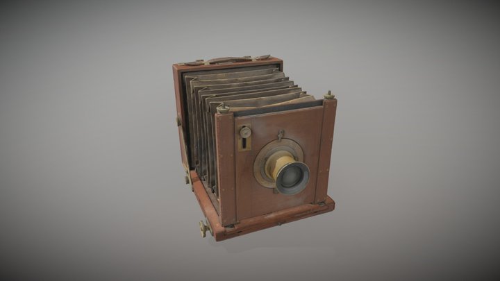 Large Format Wooden Box Camera 3D Model