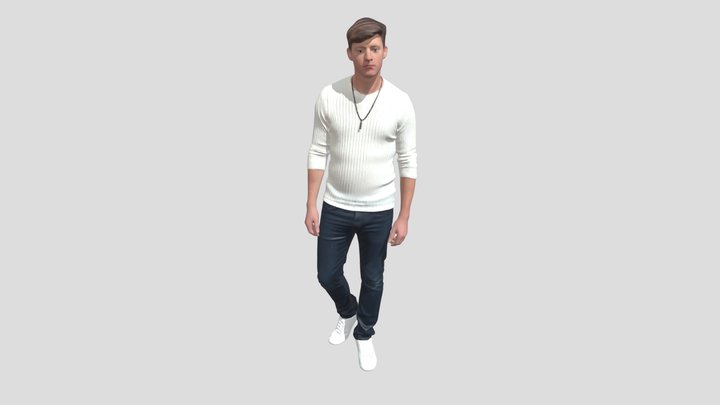 Casual Portrait In White Knit – Modello 3D gratuito STL