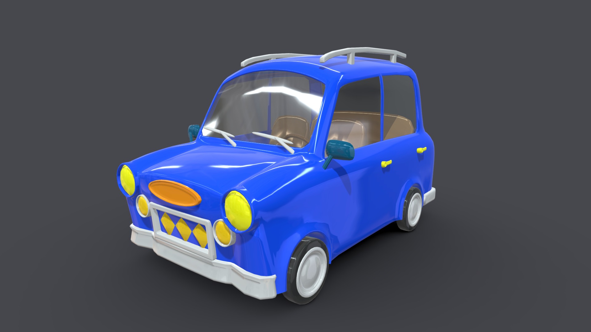 3D model Asset – Cartoons – Car – 02 – 3D Model - This is a 3D model of the Asset - Cartoons - Car - 02 - 3D Model. The 3D model is about a blue and white toy car.