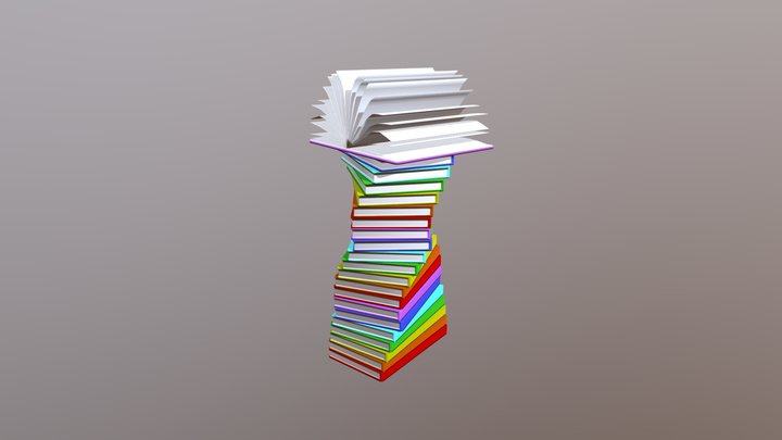 Stack Of Rainbow Books 3D Model