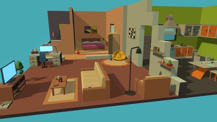 Isometric low poly house 3D Model