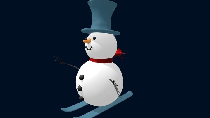 Snowman on Skis 3D Model