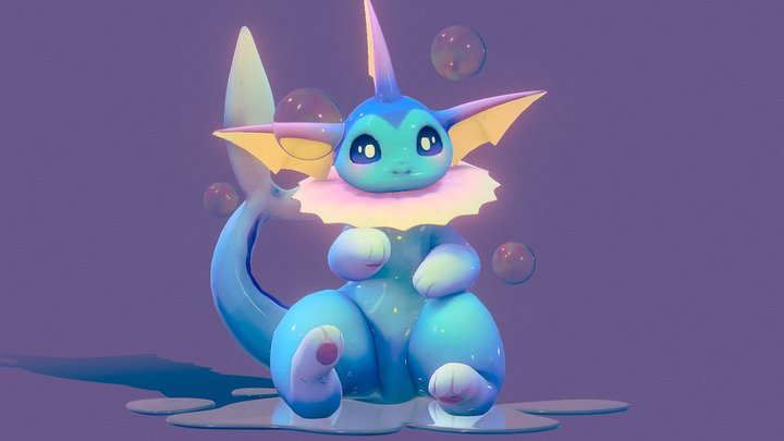 Cute Vaporeon 3D Model